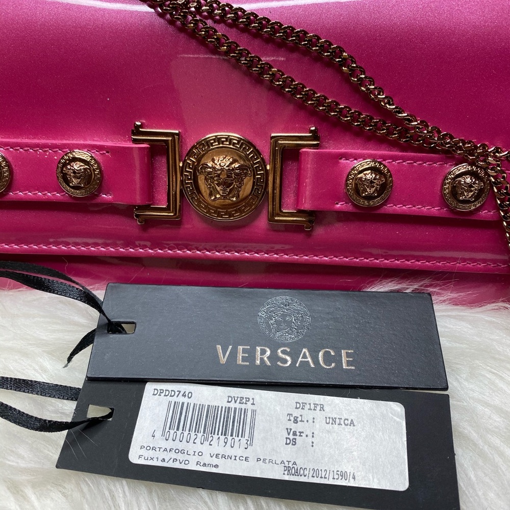 VERSACE WALLET CLUTCH WRISTLET FUSHIA PORTAFOGLIO